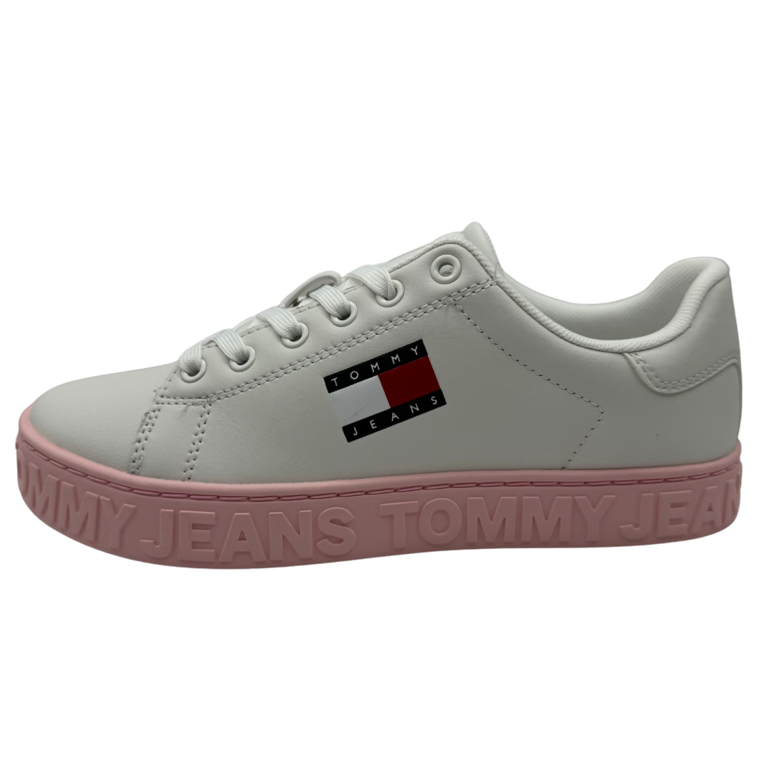 Tommy Jeans White Trainers with Pink Sole