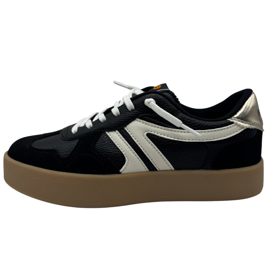 Refresh Black Trainers with White Detail &amp; Elasticated Laces