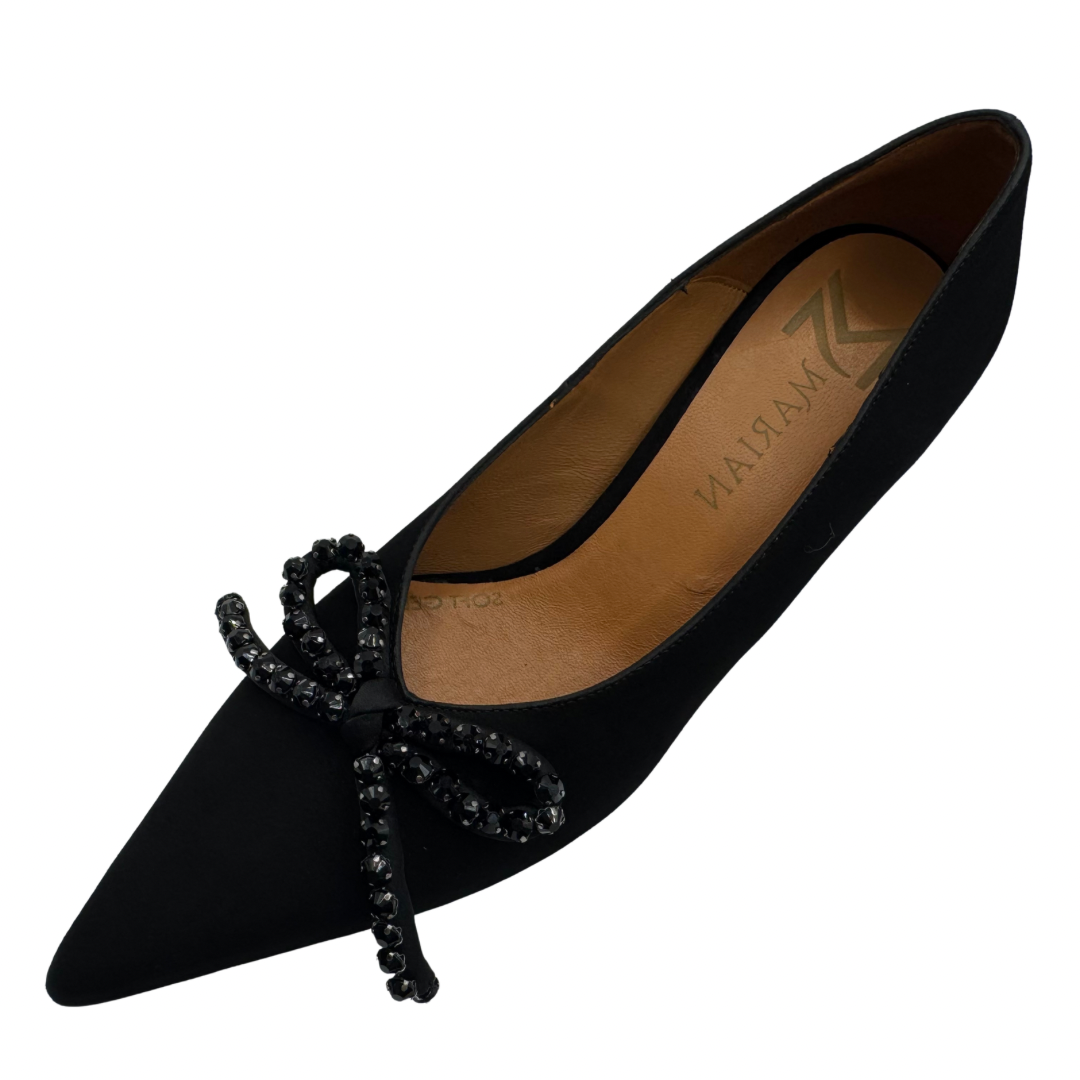 Marian Black Heels with Diamanté Bow Detail