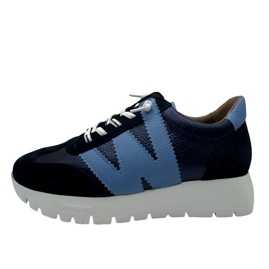 Wonders Navy &amp; Blue Wedged Trainers