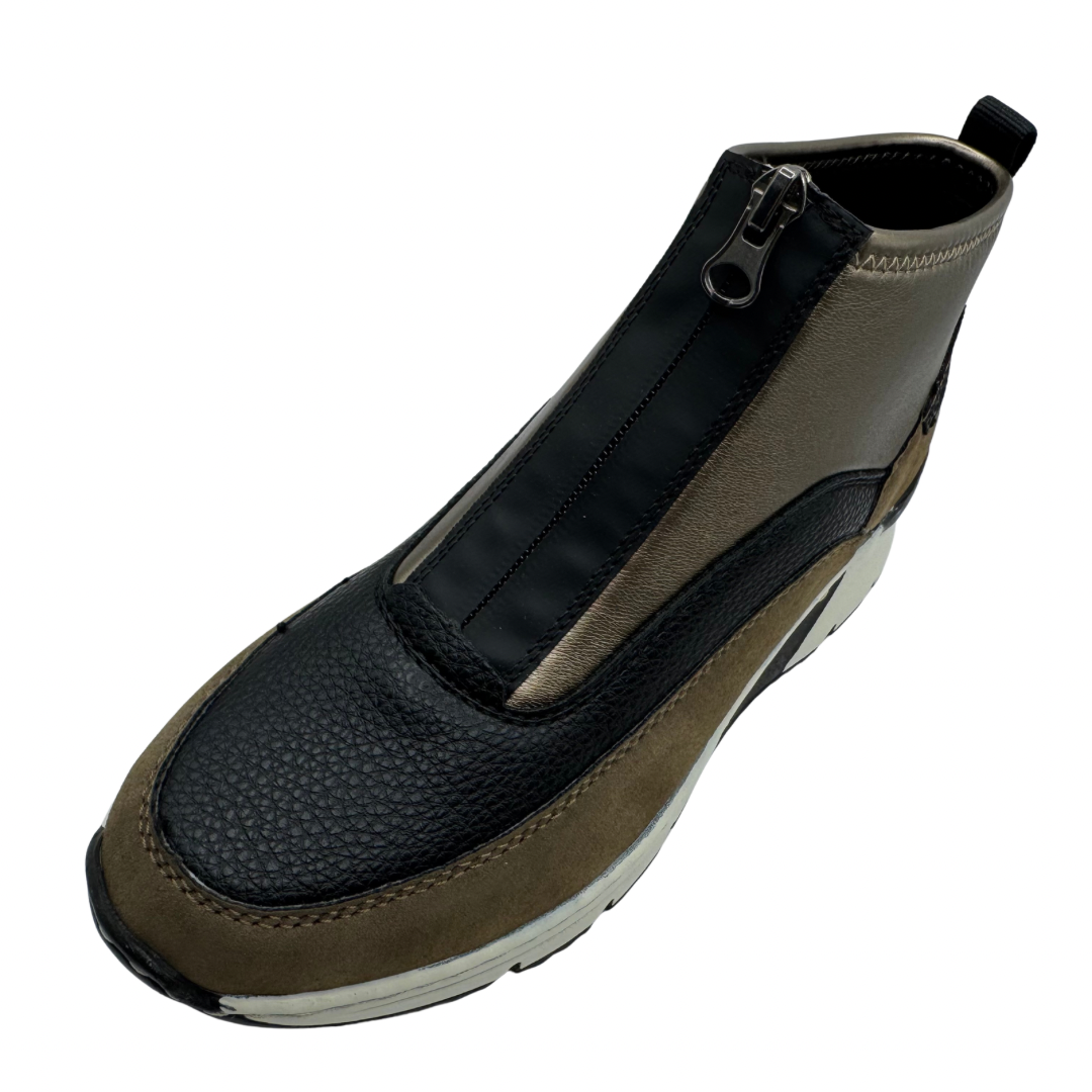 Rieker Multi Brown Wedged Trainer Boots with Front Zip
