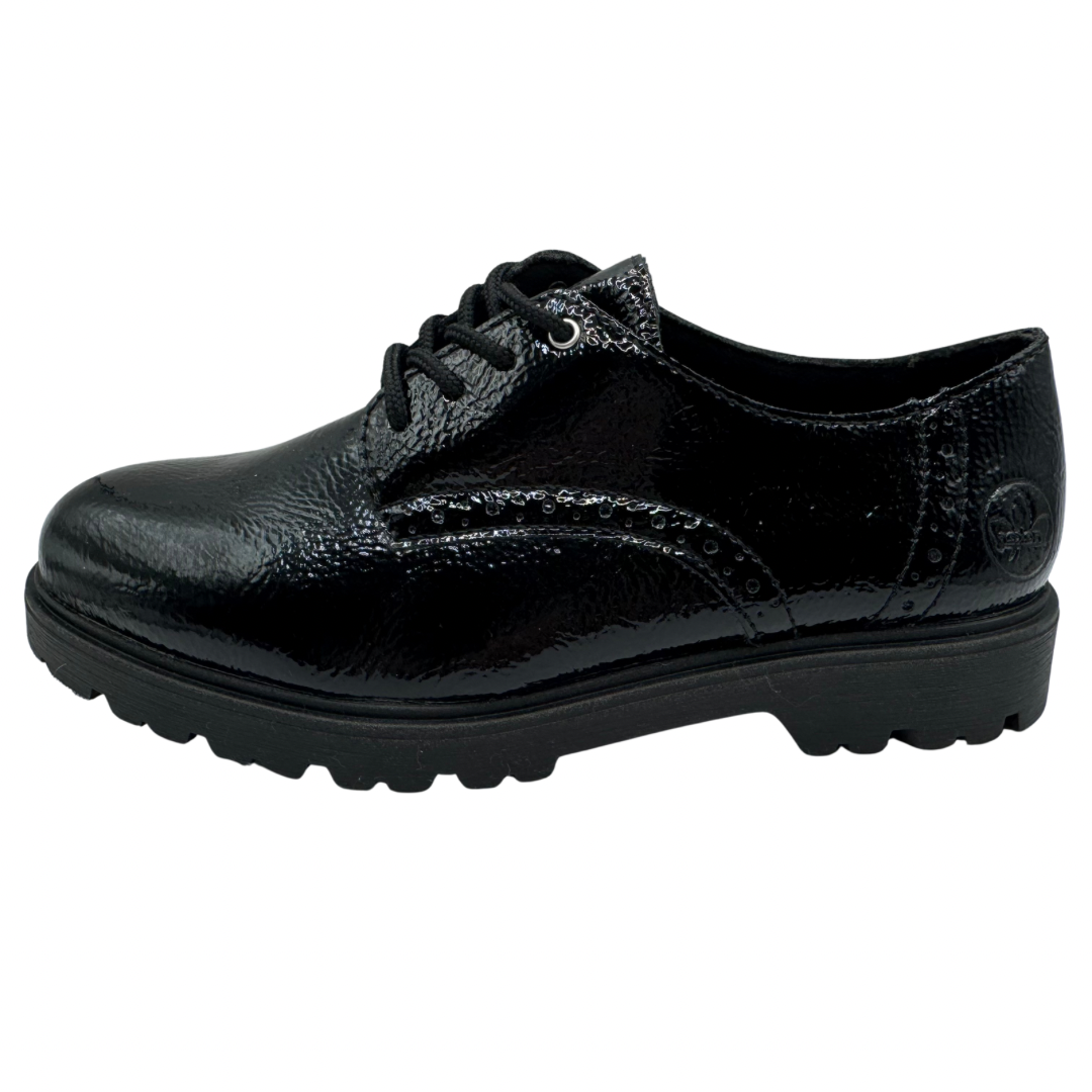 Rieker Black Patent Brogues