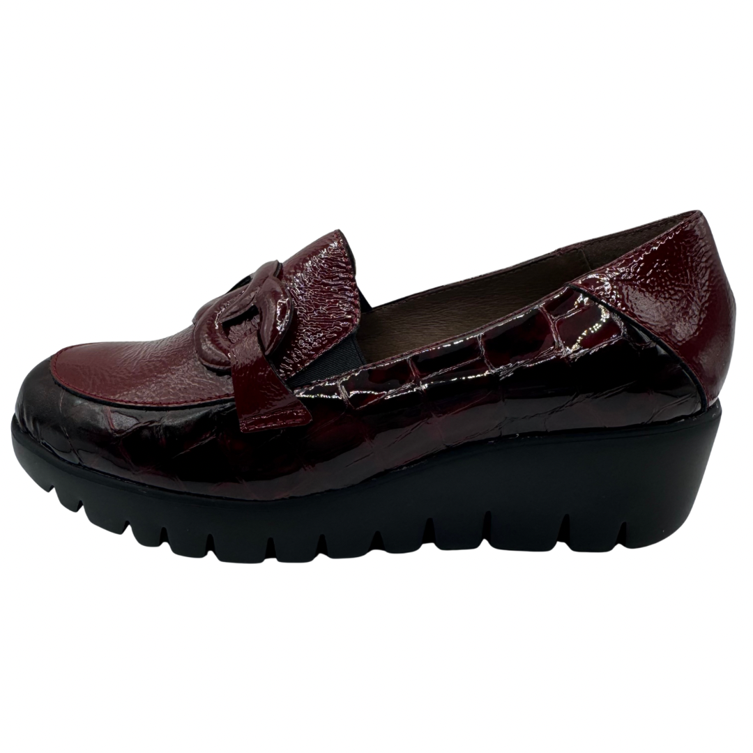 Wonders Red Patent Wedge Loafers