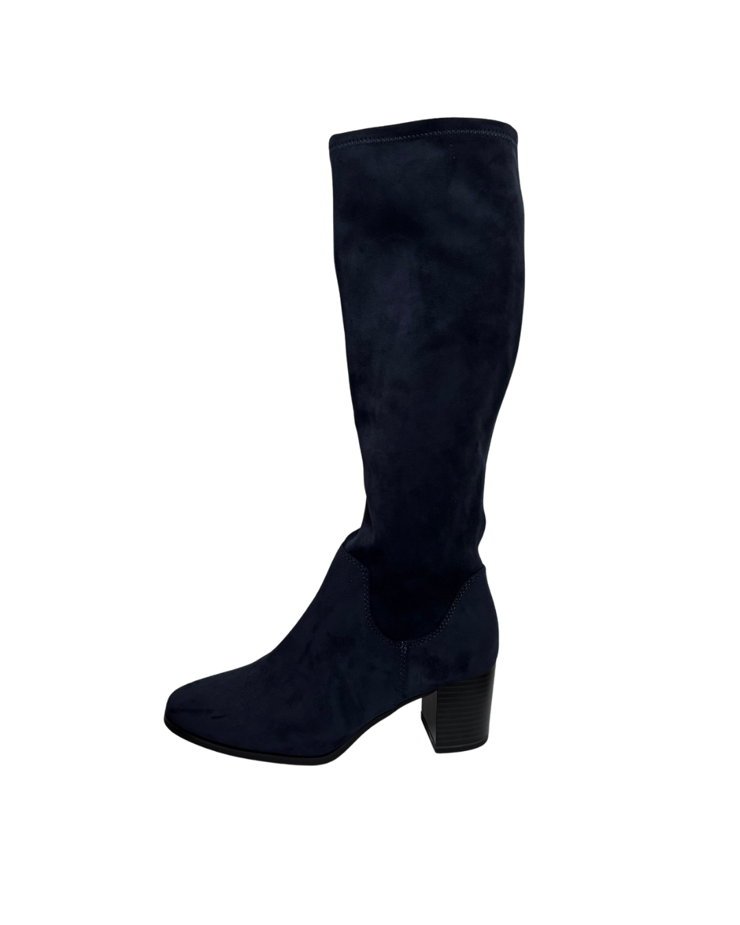 Caprice Navy Suede Long Boot with Block Heel