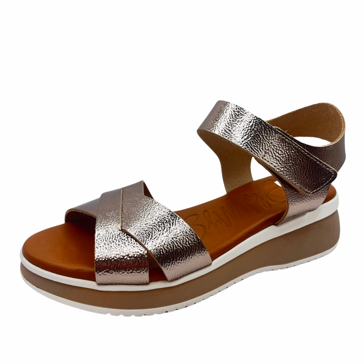 Oh My Sandals Gold Low Wedge Leather Sandal