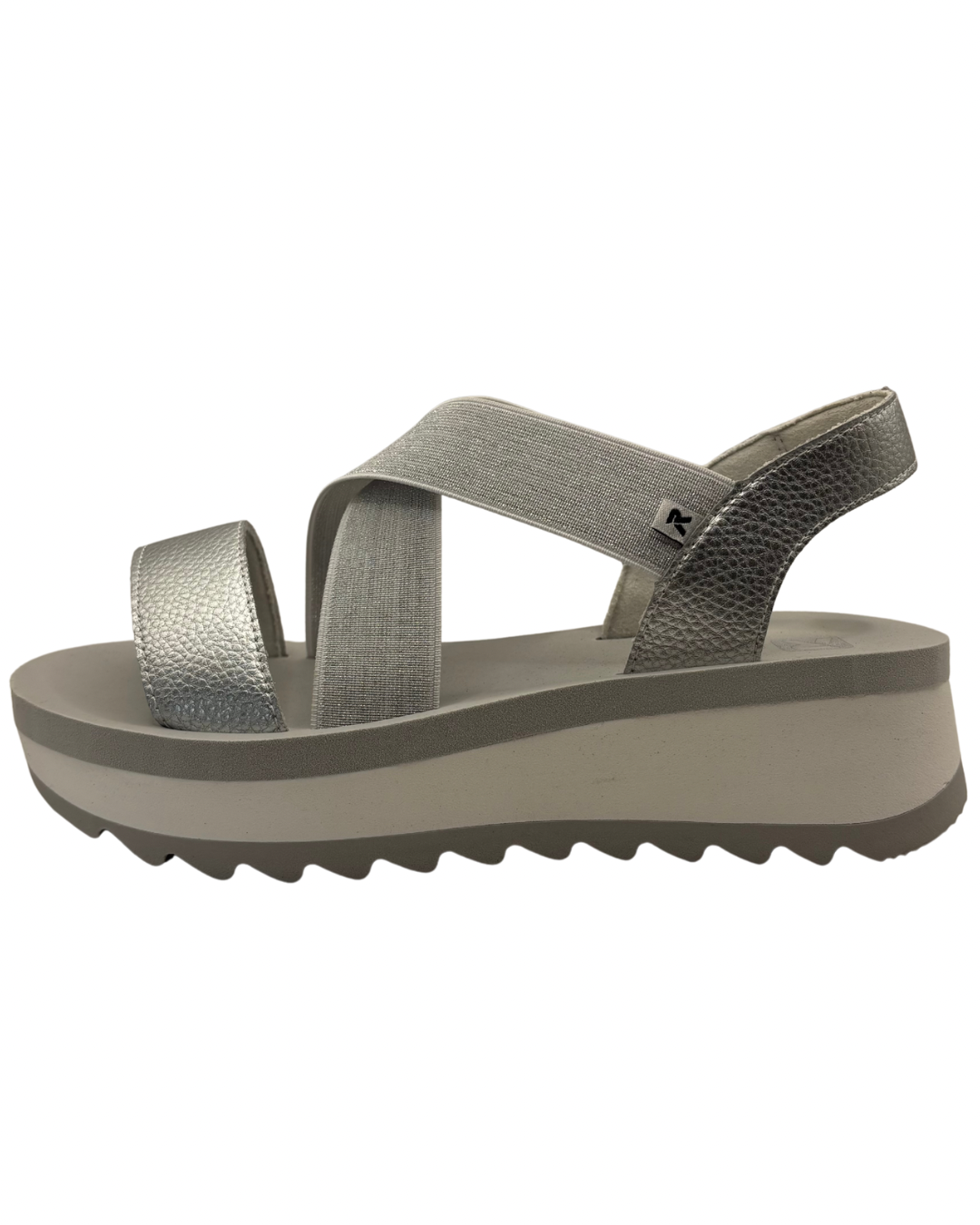 Rieker Silver Elasticated Platform Sandal