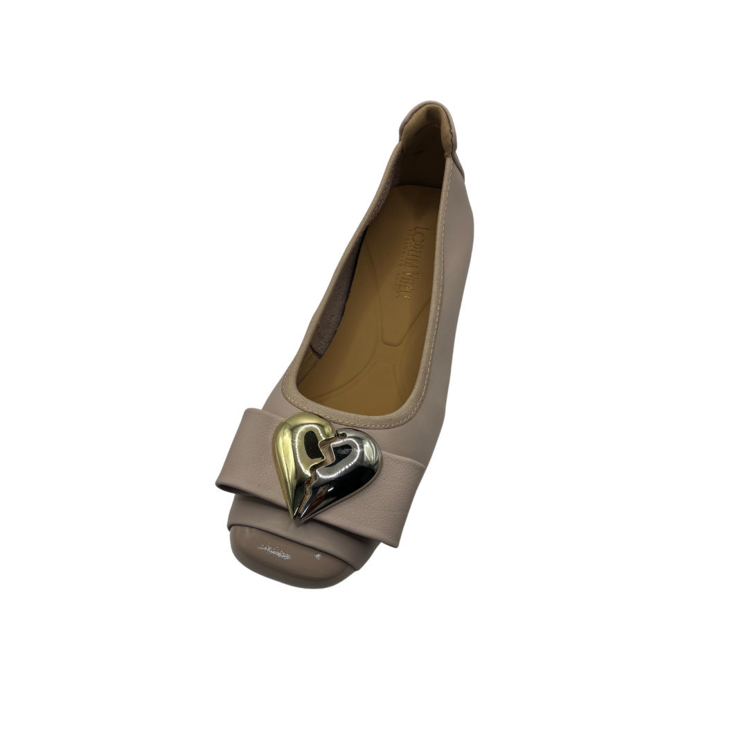 Loretta Vitale Pink Pump with Gold and Silver Heart Detail