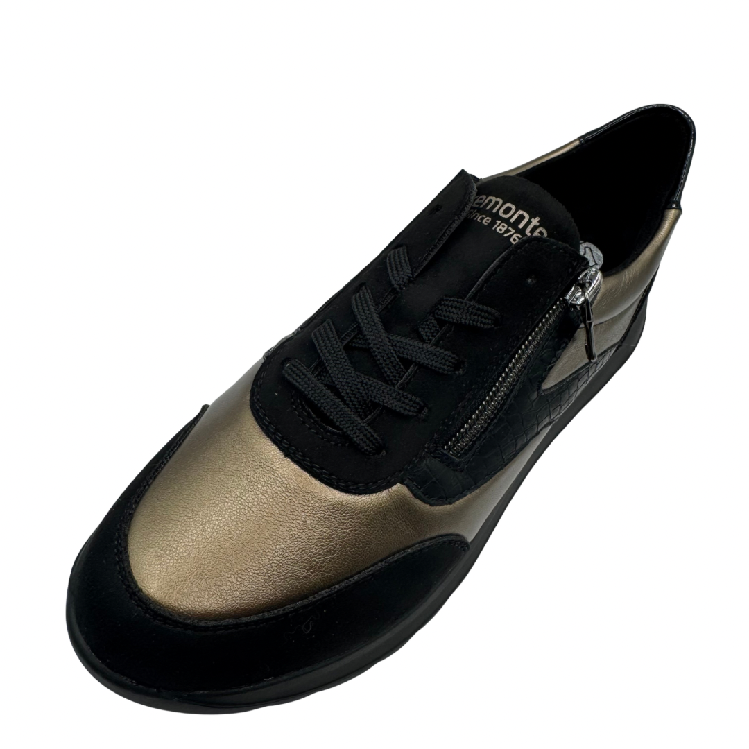 Remonte Black &amp; Gold Trainers with Black Sole