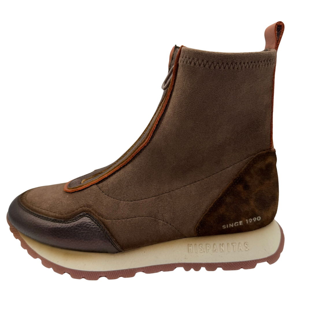 Hispanitas Brown Trainer Boots with Front Zip