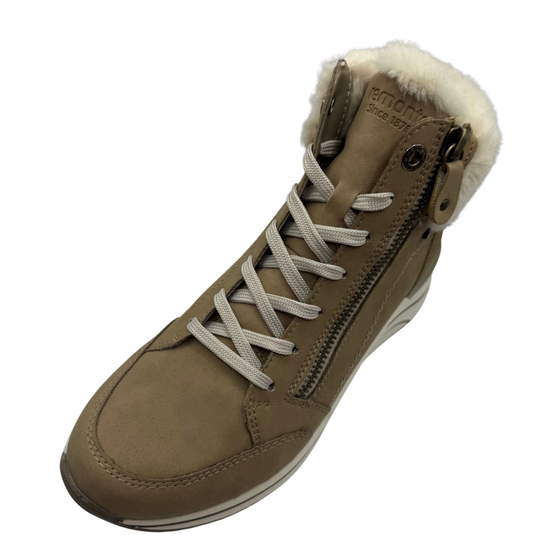 Remonte Brown Wedge Boots with Fleece Lining