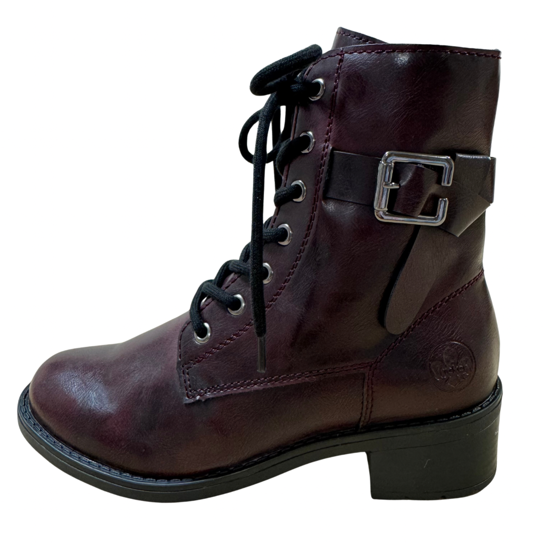 Rieker Wine Boots with Buckle Detail