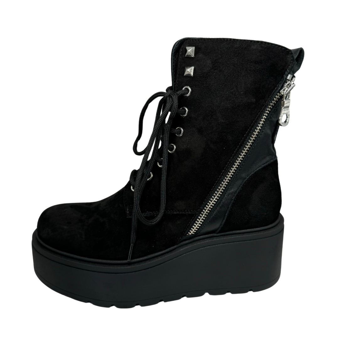 Marco Moreo Black Suede Platform Boots