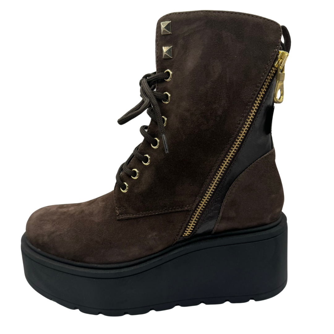 Marco Moreo Brown Platform Suede Leather Boots