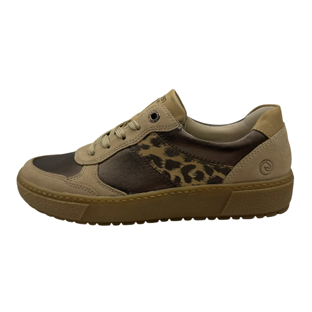 Remonte Beige &amp; Leopard Print Trainers