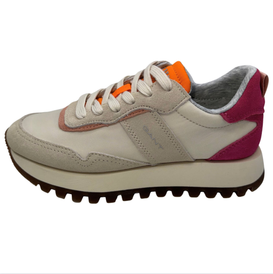 Gant Cream Trainers with Orange and Pink Detail