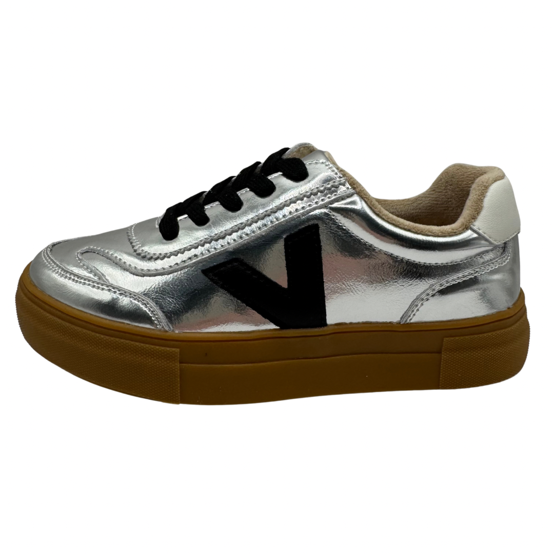 Drilleys Silver Metallic Platform Trainers