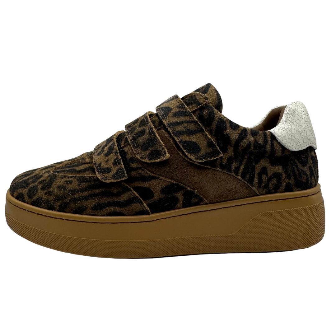 Unisa Leopard Print Trainers with Velcro Straps