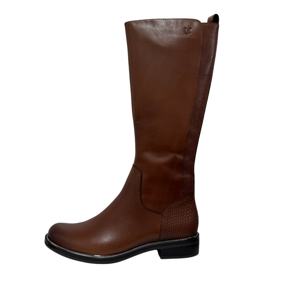 Caprice Cognac Leather Long Boots