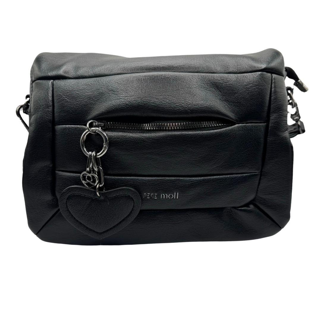 Pepe Moll Black Shoulder Bag with Front Pocket