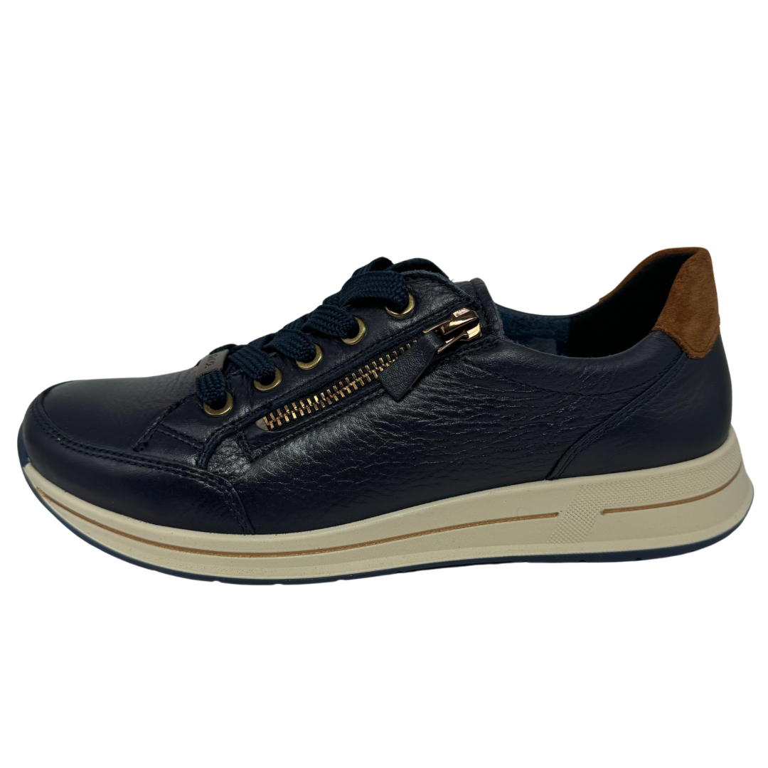 Ara Navy Leather Trainers