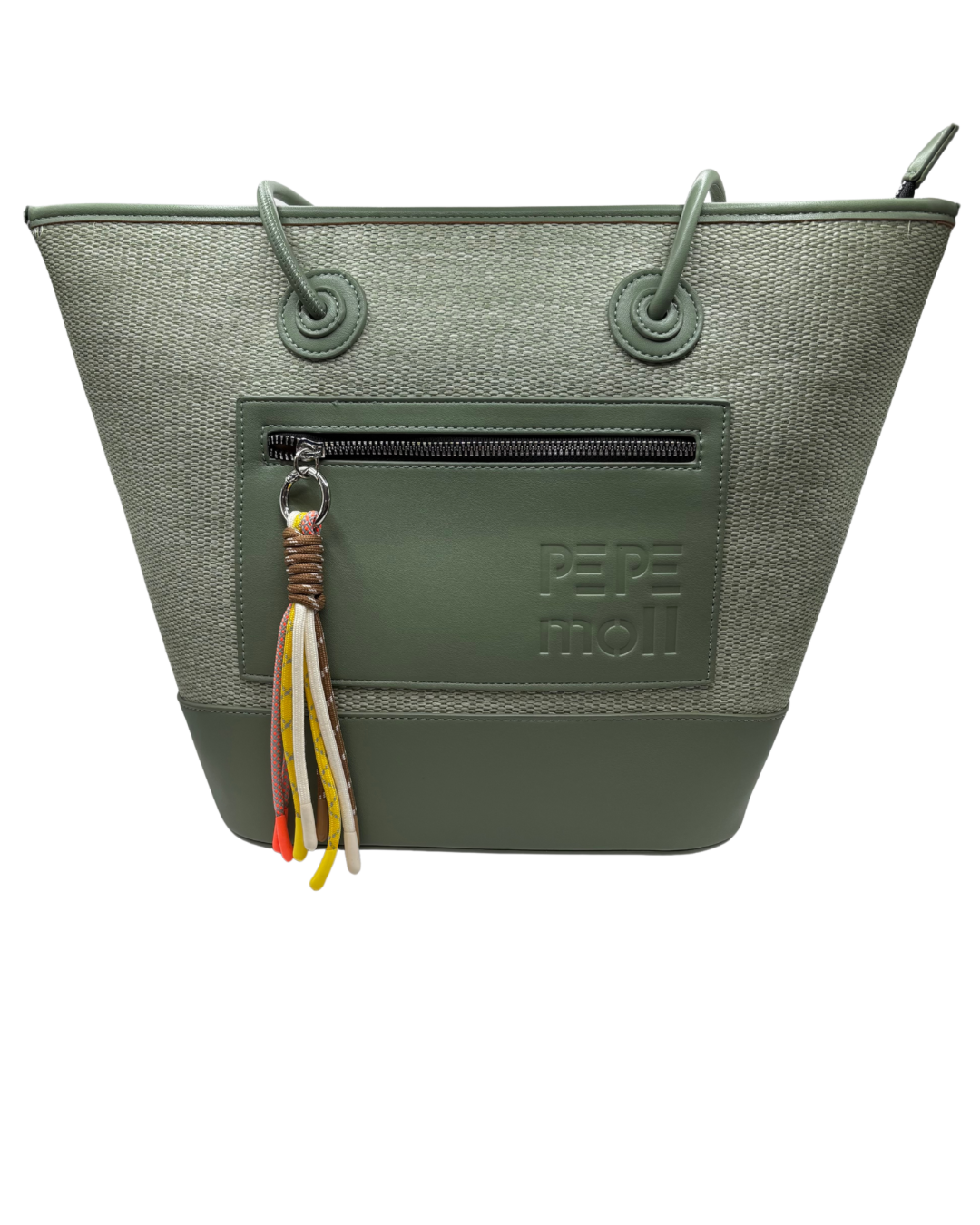 Pepe Moll Green Large Handbag with Zip Pockets