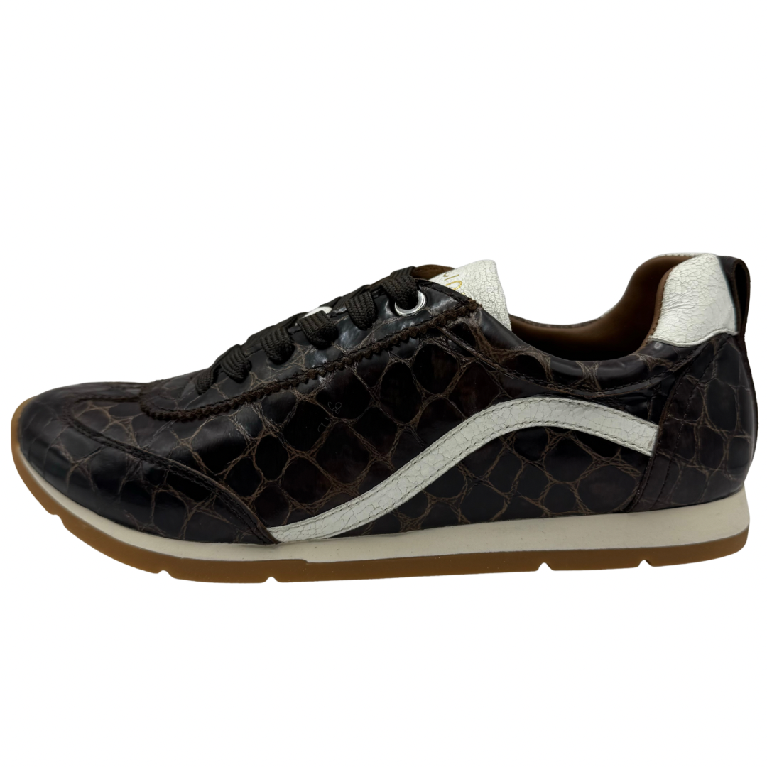 Unisa Brown Croc Print Trainers