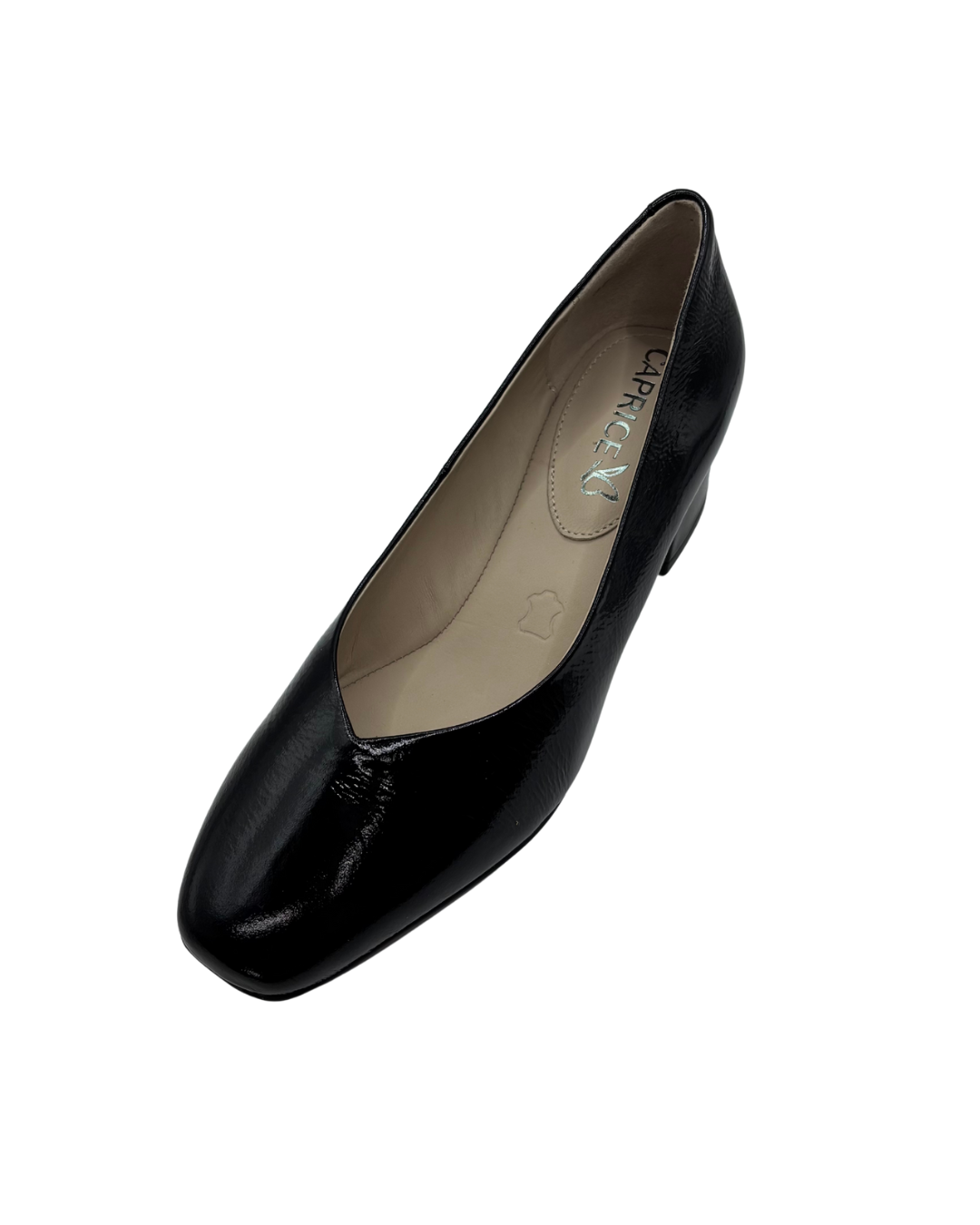 Caprice Black Patent Heeled Shoe
