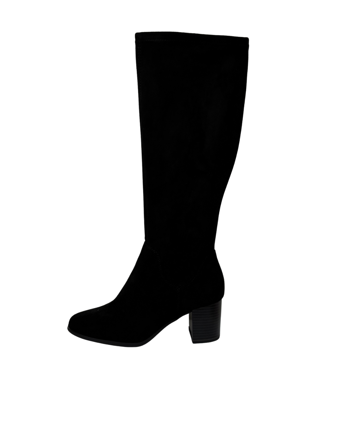 Caprice Black Suede Long Boot with Block Heel