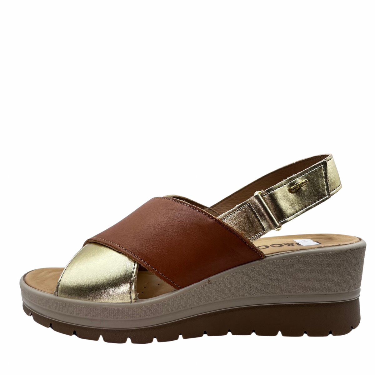 Igi &amp; Co Tan and Gold Wedge leather Sandal