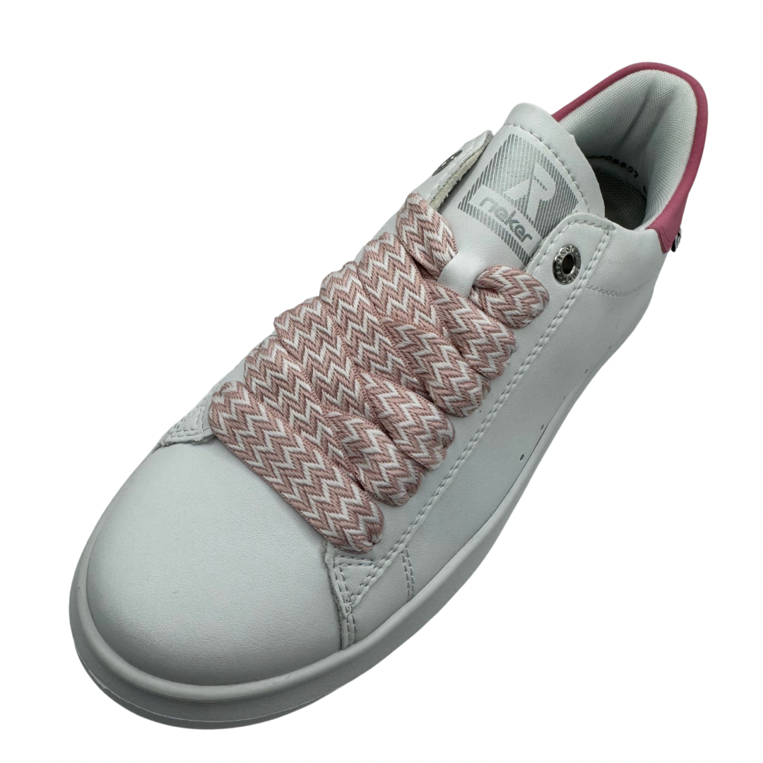 Rieker White Trainers with Pink Detail