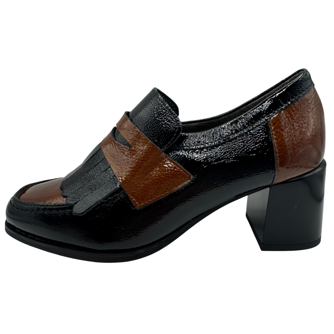 Pitillos Black &amp; Brown Patent Heeled Shoes