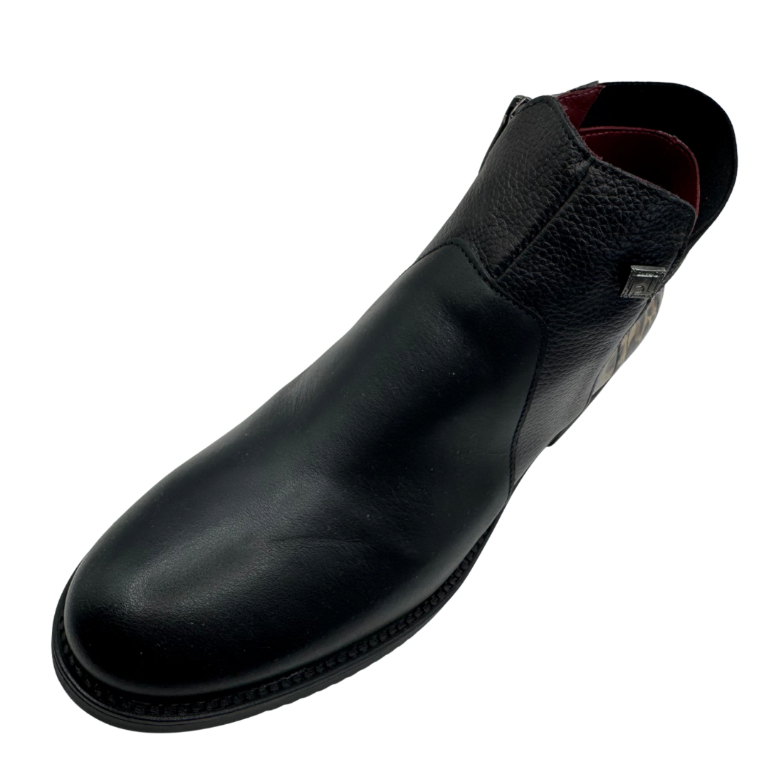 Jose Saenz Black &amp; Leopard Print Ankle Boots