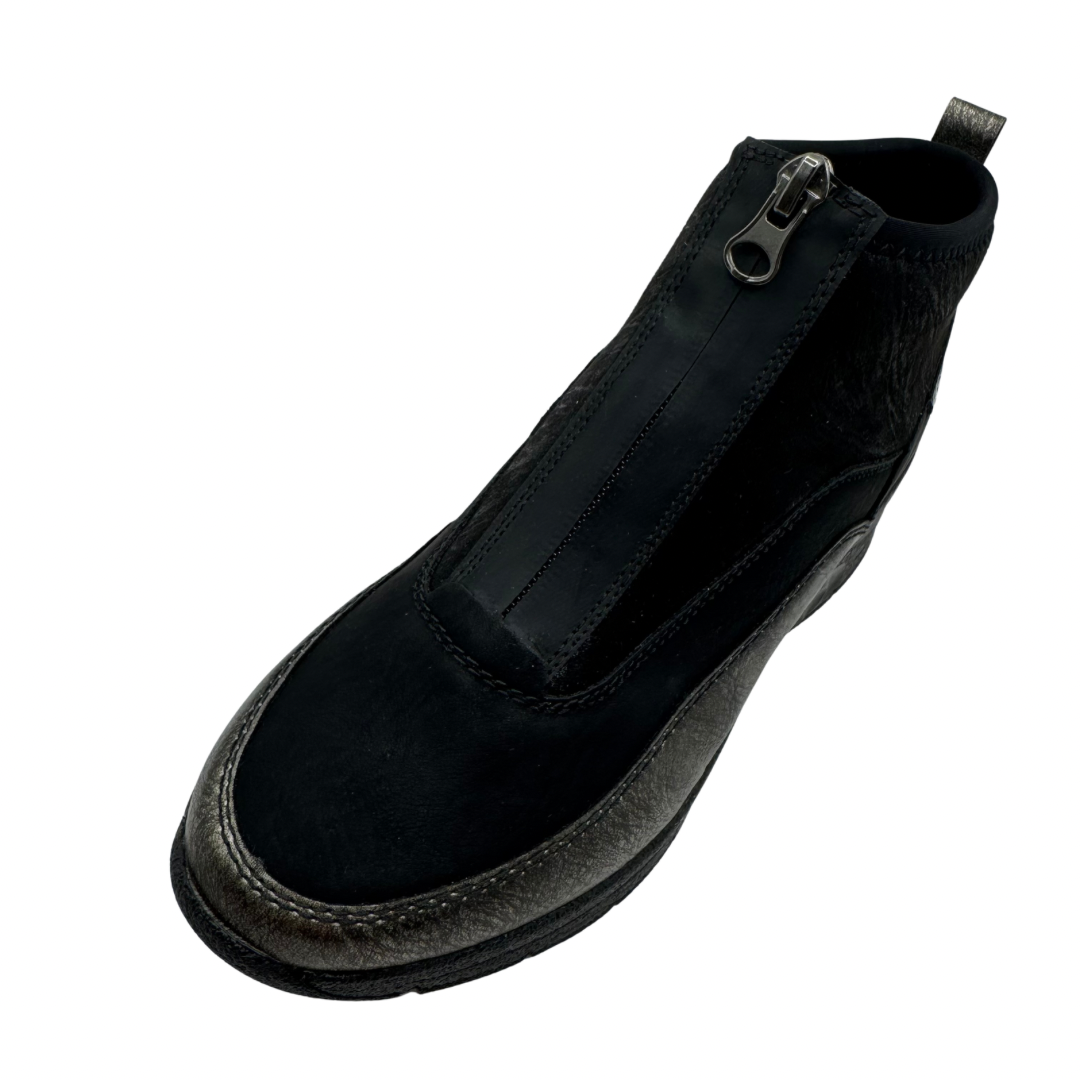 Rieker Black &amp; Bronze Wedged Trainer Boot with Front Zip