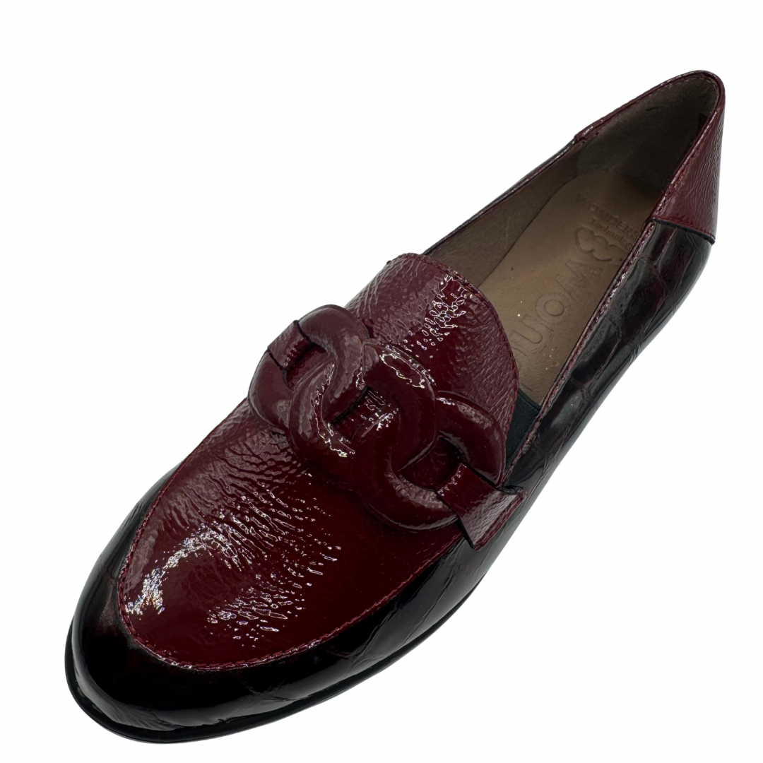 Wonders Red Patent Wedge Loafers