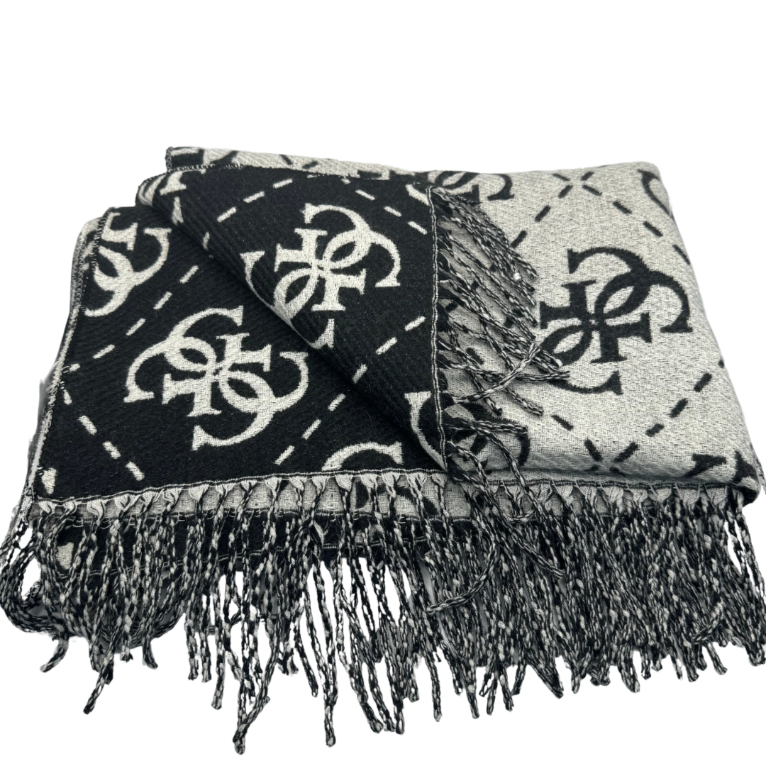 Guess Grey &amp; Black Reversible Scarf