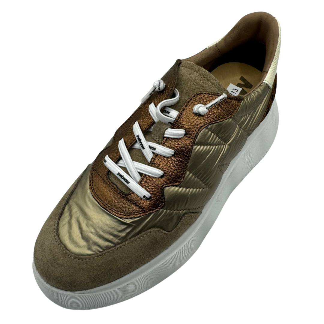 Wonders Gold &amp; Animal Print Wedge Trainers