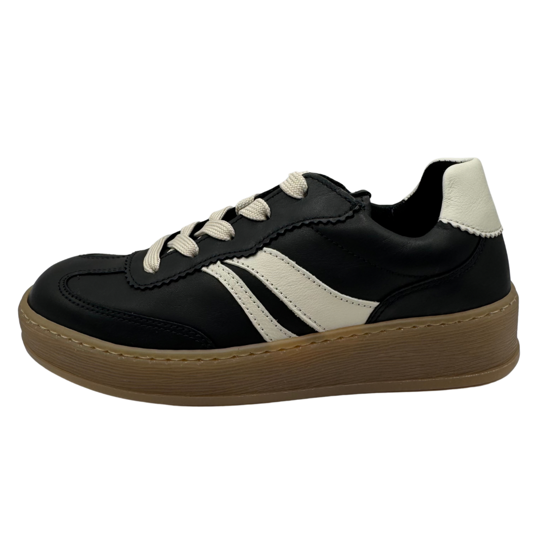 Gabor Black Trainers with Beige Detail