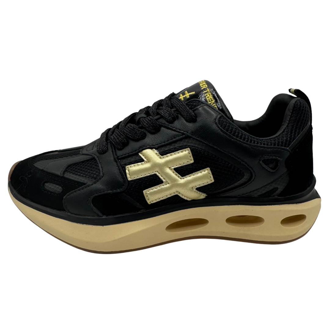 Another Trend Wedge Black &amp; Gold Trainers