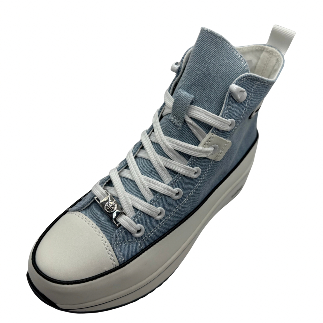 Rieker Blue Platform High Top Trainers