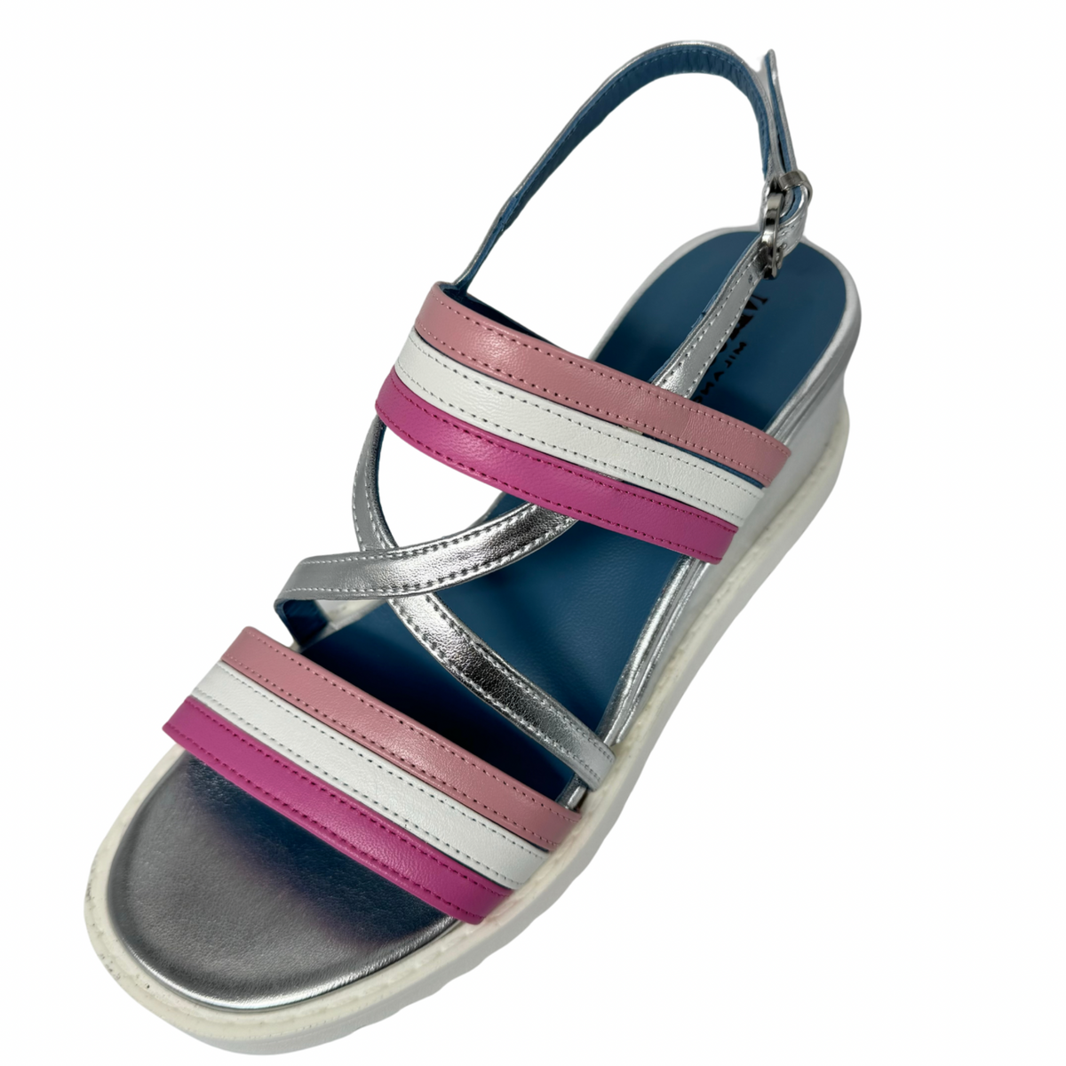 Marco Moreo Silver and Pink Wedge Sandals