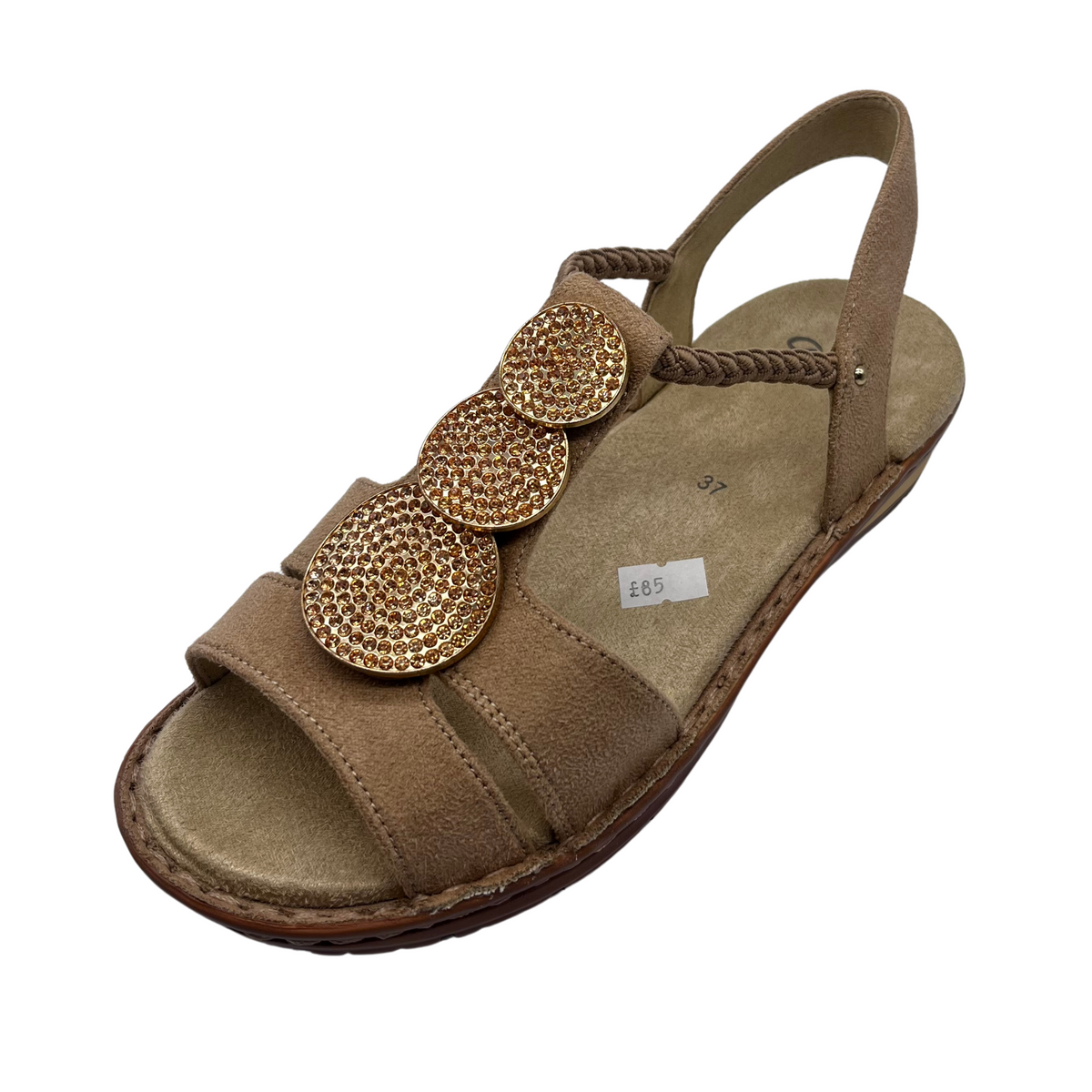 Ara Suede Brown Sandals With Circle Designs