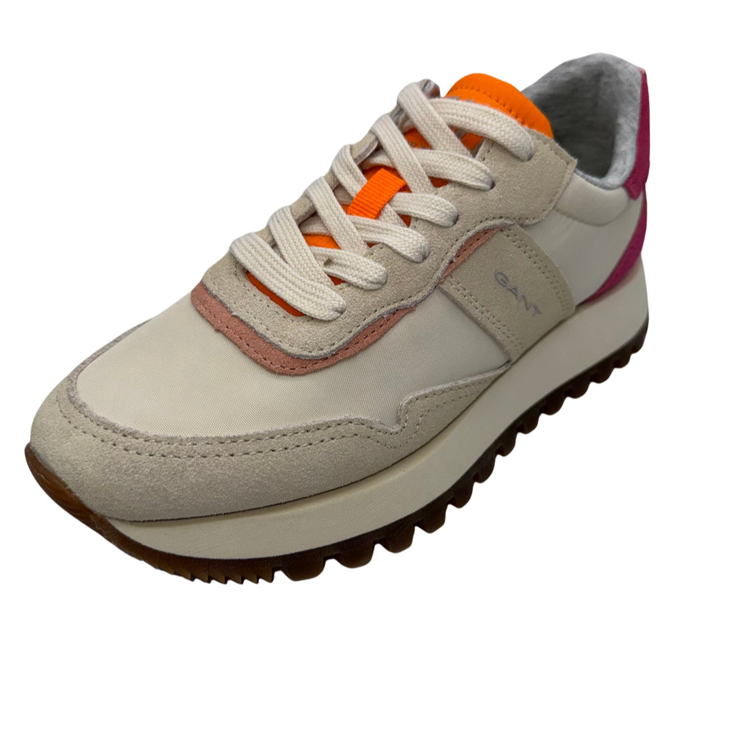 Gant Cream Trainers with Orange and Pink Detail