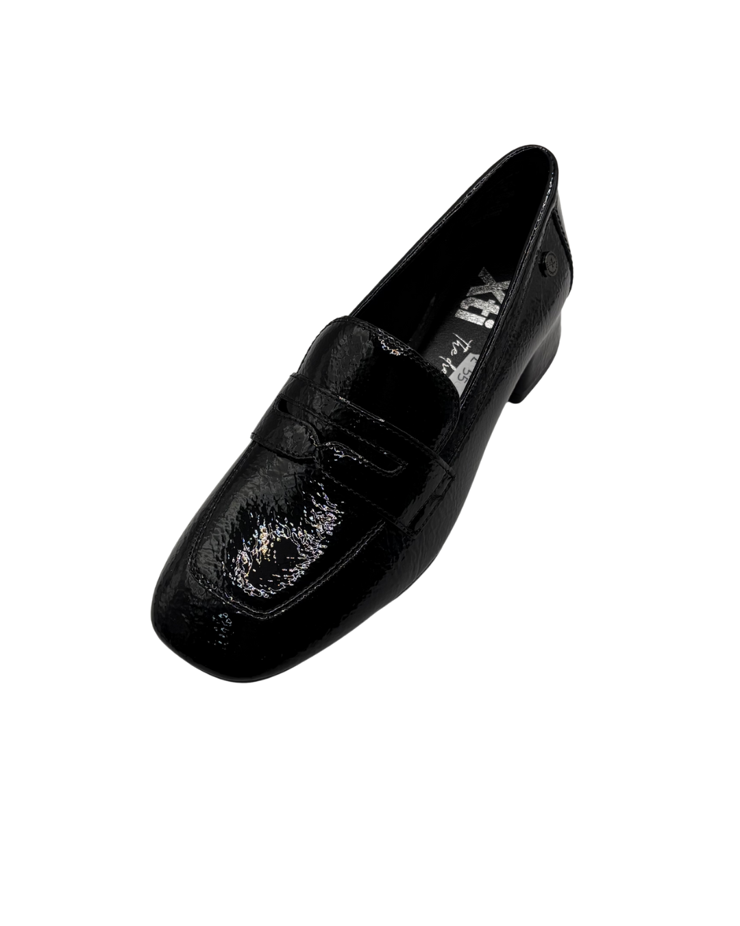 XTI Black Patent Low Heeled Shoe
