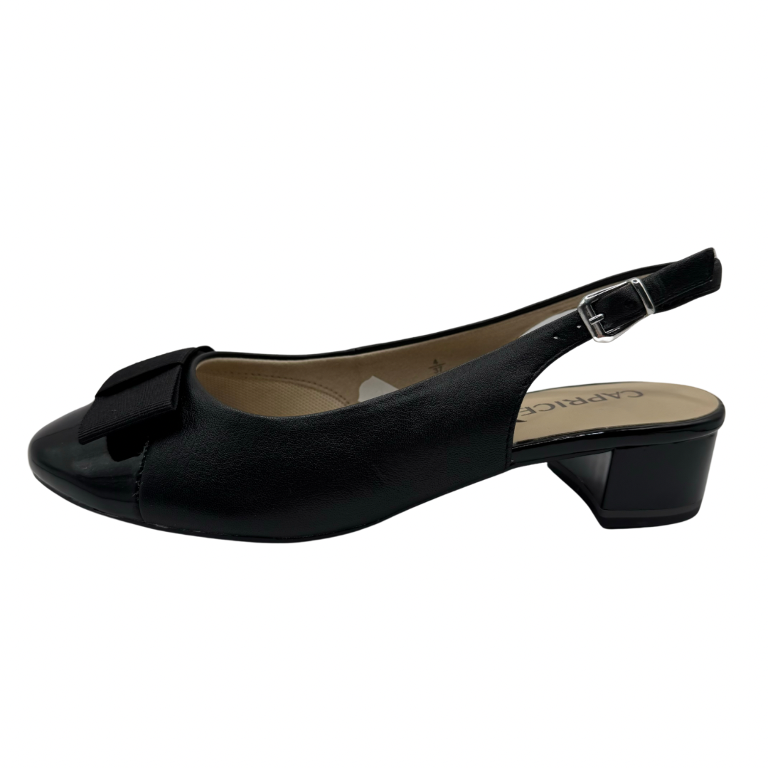 Caprice Black Slingback with Bow