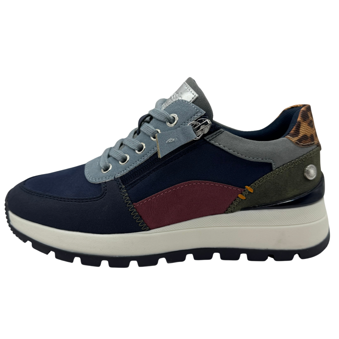 Refresh Navy, Blue &amp; Green Trainers with Side Zip