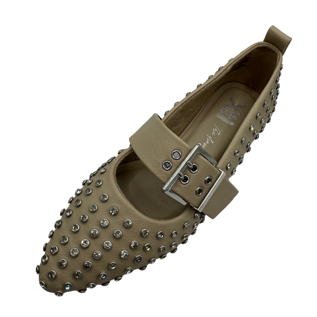 Xti Beige Shoes with Buckle Strap and Stud Detail