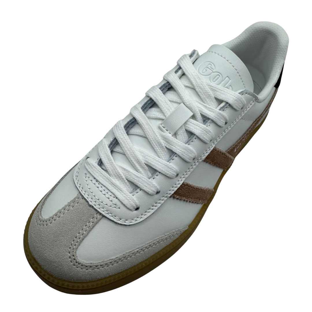 Gola White Trainers with Brown Detail