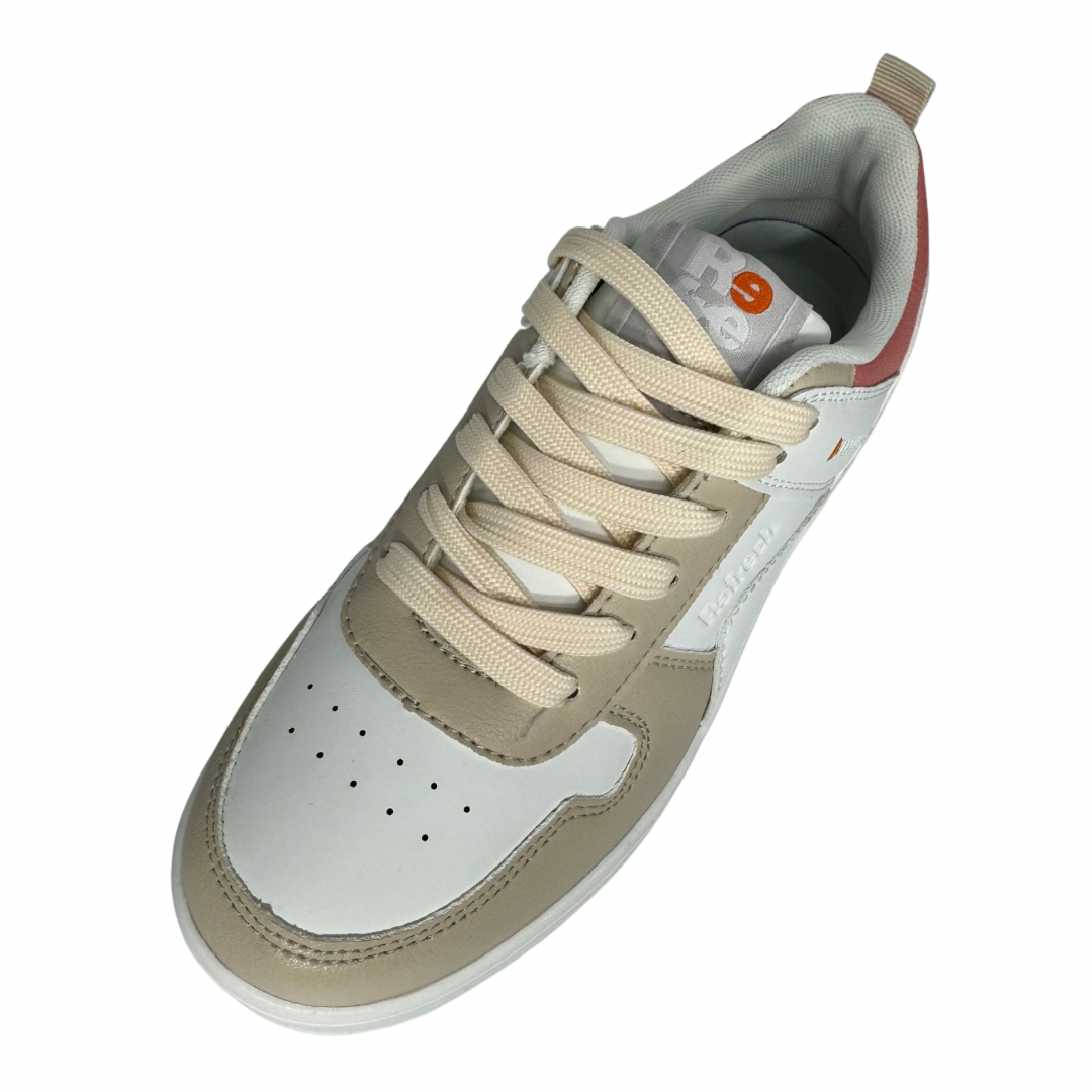 Refresh White and Beige Chunky Trainers