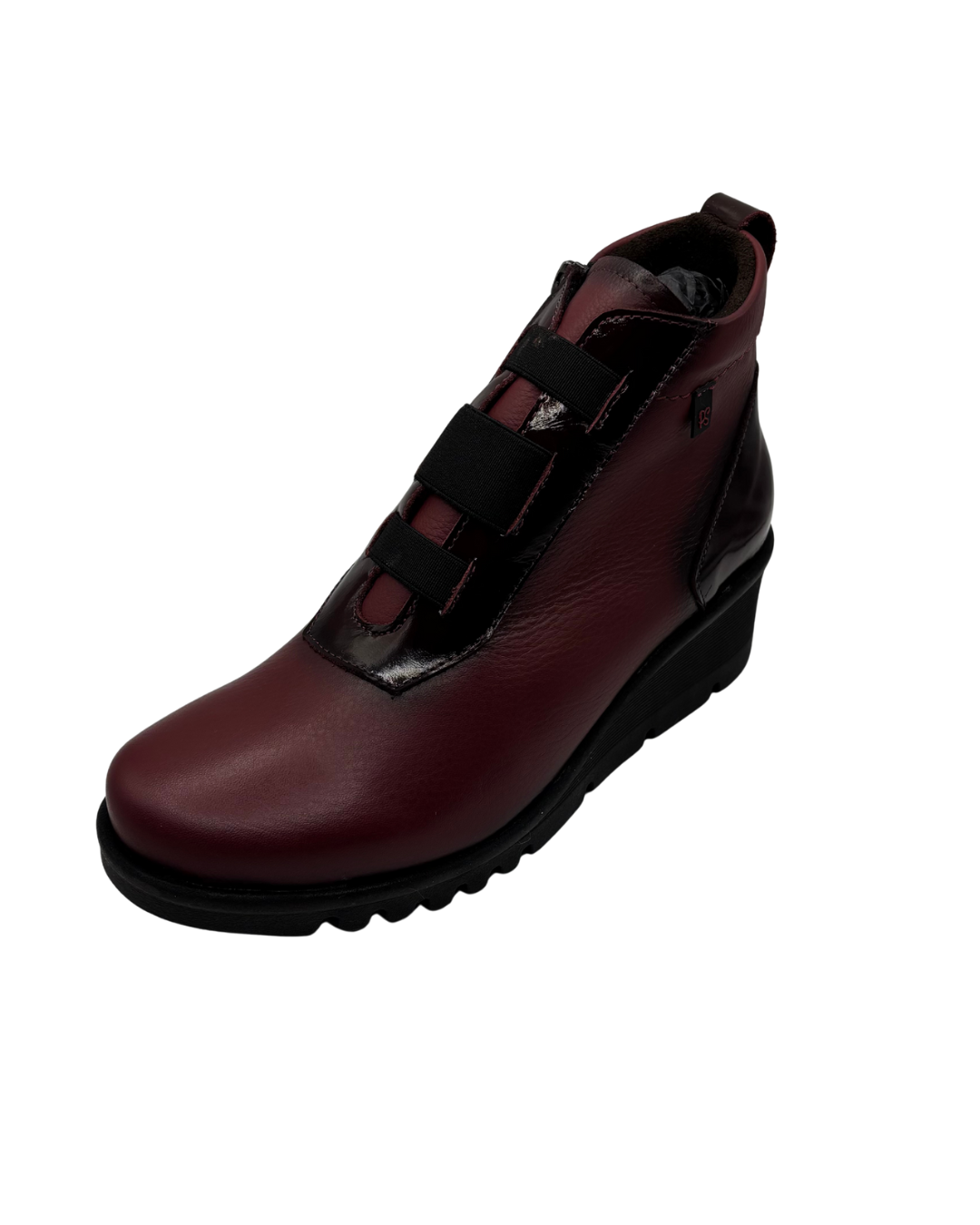 Pepe Saenz Burgundy Wedged Elasticated Boot with Side Zip