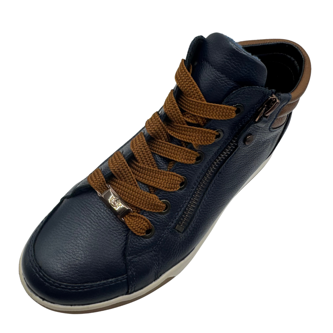 Ara Navy Trainer Boots with Side Zip